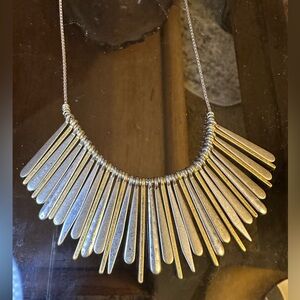 Stella & Dot Gold and Silver fringe Statement Necklace